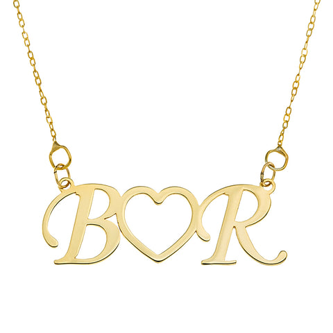 Personalized Baby Heart of Gold + Initials Necklace