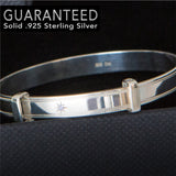 Baby Diamond Bangle Bracelet personalized with name and real Diamond in Sterling Silver 925.