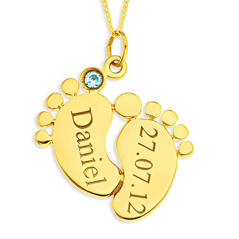 Baby Feet Personalized Pendent for Boys in 10k Gold