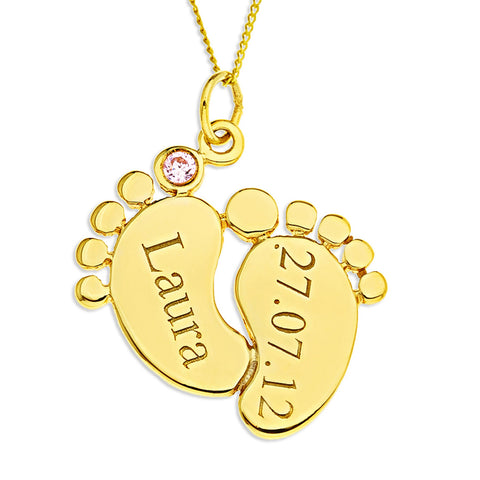 Baby Feet Personalized Pendent for Girls in 10k Gold