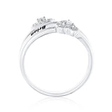 DIAMOND 1/8 CARAT PROMISE RING WITH TWO HEARTS - STERLING SILVER