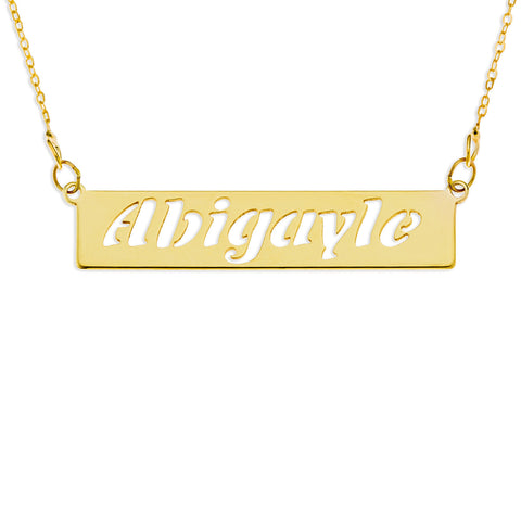 HORIZONTAL BAR CUT OUT NAME NECKLACE - GOLD
