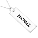 VERTICAL BLOCK NAME PENDENT MALE - STERLING SILVER