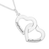 DOUBLE INTERLOCKING HEARTS PENDENT ENGRAVED - STERLING SILVER