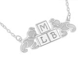 BEAR KIDS NECKLACE WITH  3 INITIALS - STERLING SILVER