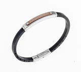 MENS NAME BRACELET THIN- STEEL AND RUBBER