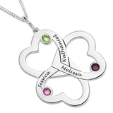 THREE INTERLOCKING HEARTS PENDENT WITH BIRTHSTONE - STERLING SILVER .925