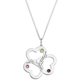 THREE INTERLOCKING HEARTS PENDENT WITH BIRTHSTONE - STERLING SILVER .925
