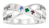Family Crossover Birthstone Ring Personalized - STERLING SILVER