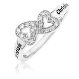 DIAMOND PROMISE RING WITH DOUBLE HEART INFINITY- STERLING SILVER