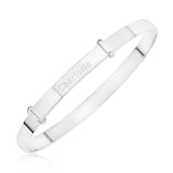 Baby Bangle Bracelet with personalized name engraved  in Sterling Silver 925.
