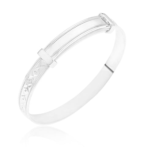 Sterling Silver Diamond Heart Bangle Bracelet Cuff Expandable