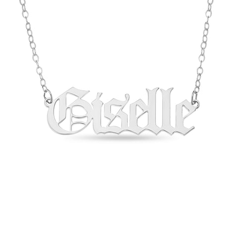 Old English Font Custom Name Necklace gothic style personalized - STERLING SILVER