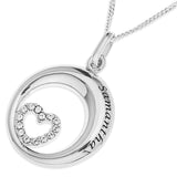 HEART STONES SET IN 3D CIRCLE PENDENT - STERLING SILVER