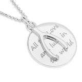 WISHBONE CHARM OVER ROUND MESSAGE DISC PENDENT  - STERLING SILVER