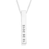 Milestone Bar Pendent personalized for your loved ones in Sterling Silver