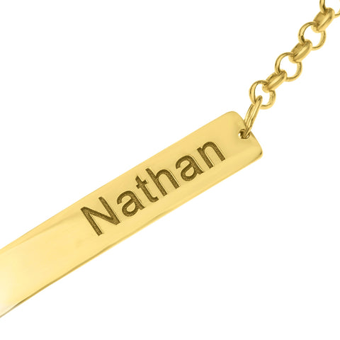 Large Engraved Bar Necklace - Sterling Silver or Gold-Plated