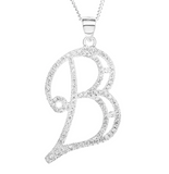 LARGE INITIAL CZ SET PENDENT - STERLING SILVER