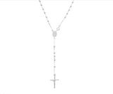 ROSARY WITH VIRGIN MARY AND CRUCIFIX NECKLACE - STERLING SILVER