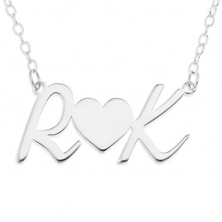 INITIAL HEART NECKLACE - STERLING SILVER